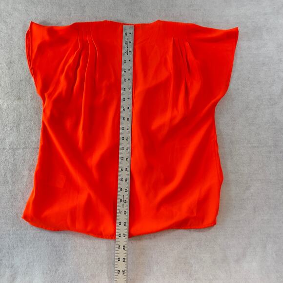 Banana Republic Wrap Top Woman's Petite XS Neon Sunset Center Snap Ruched - Picture 8 of 10
